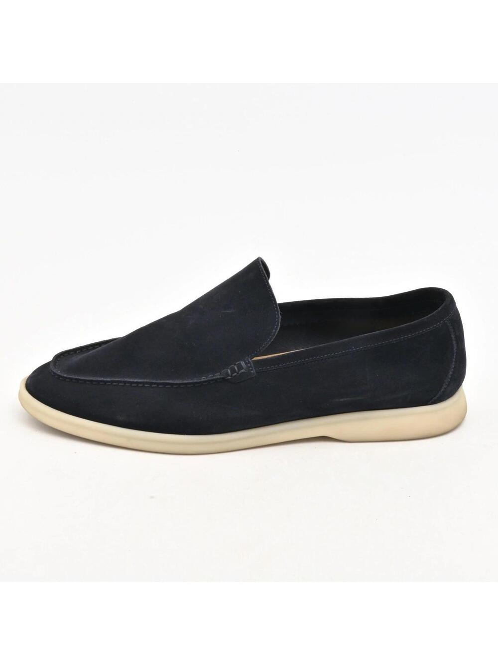 Loro Piana Dark Navy Suede Men's Shoes #340610L60B